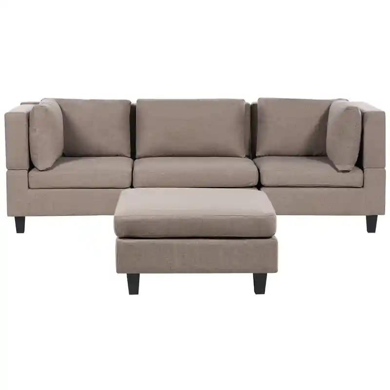 UNSTAD - Driezitsbank met ottomaan - Bruin - Polyester Direct Verzonden