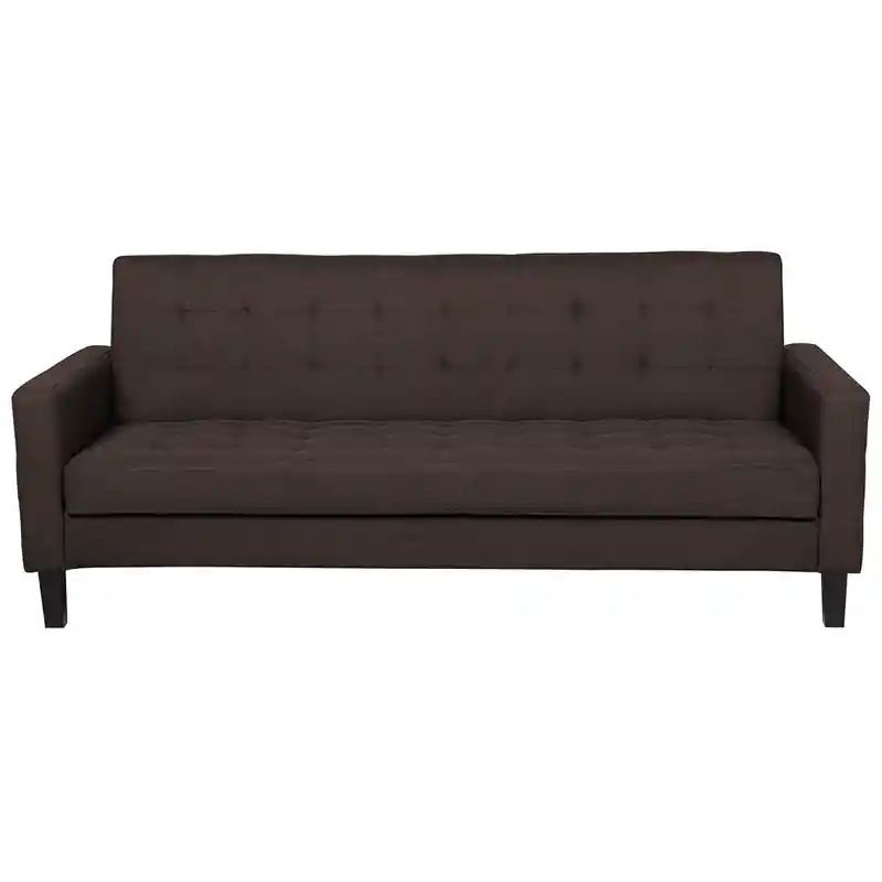 VEHKOO - Slaapbank 3-zits - Donkerbruin - Polyester Direct Beschikbaar
