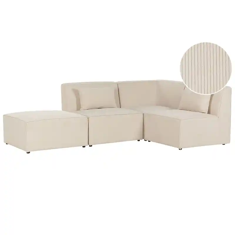 Authentiek LEMVIG - Hoekbank 3-zits - Lichtbeige - Linkszijdig - Corduroy