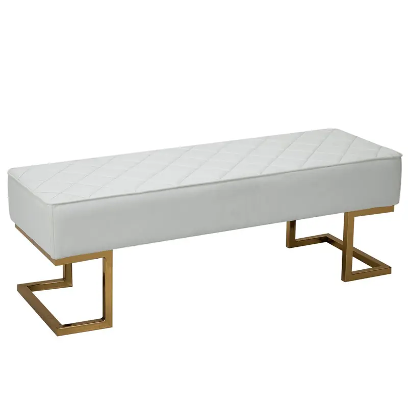 Budget art deco hocker bankje poef creme