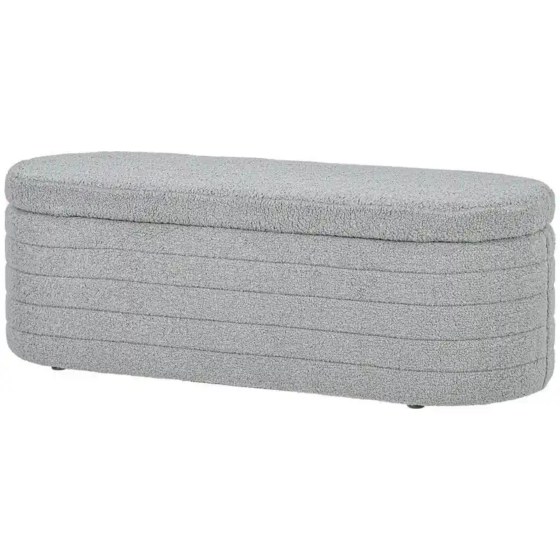 4goodz Bedbank Hocker met Opbergruimte - teddyfleece - 41x116x40 cm - lichtgrijs Seizoensaanbieding