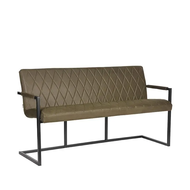 Origineel LABEL51 Eetkamerbank Denmark - Army green - Microfiber - 155 cm