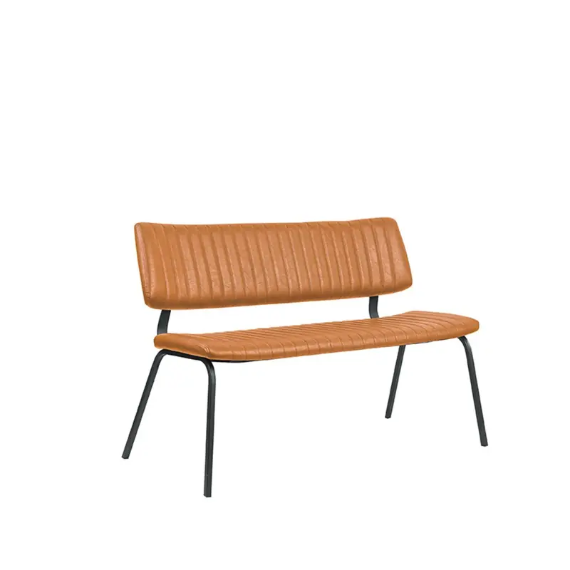 LABEL51 Eetkamerbank Gusto - Cognac - PU-Leder - 120 cm Ambachtelijk