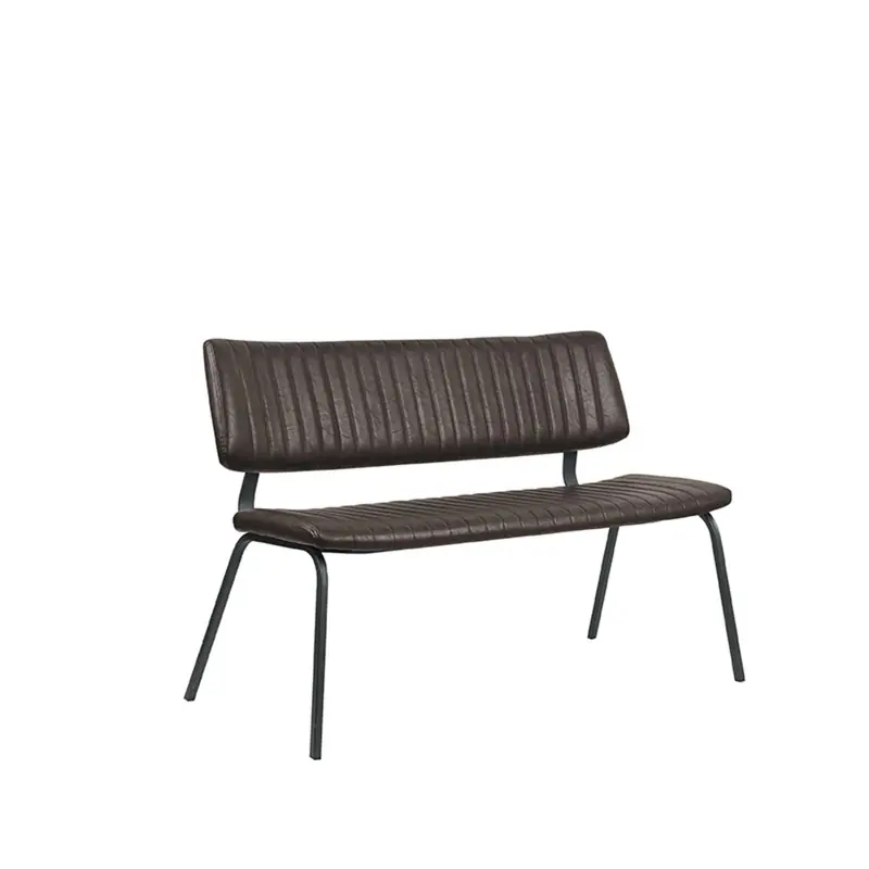 Favoriet LABEL51 Eetkamerbank Gusto - Donkerbruin - PU-Leder - 120 cm