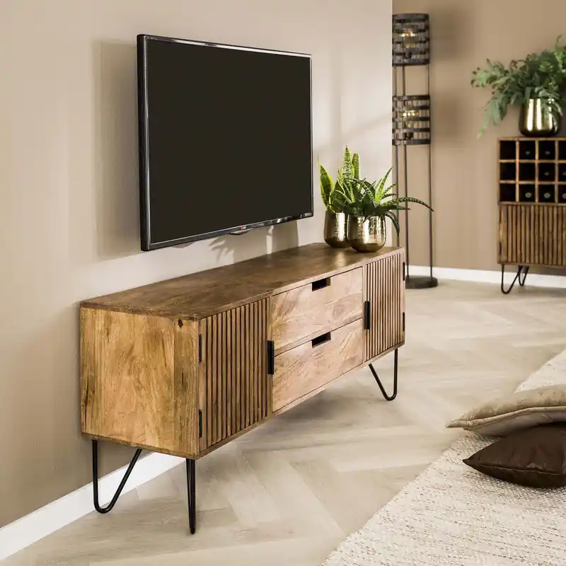 Flitsaanbieding Hoyz - TV-meubel Tweak - Massief Mangohout - TV-kast - 135x35x55