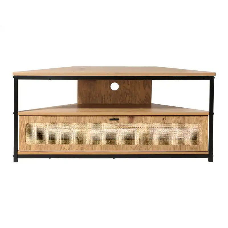 Hoek-TV-meubel 1 deur met rotan webbing L100 cm - JAYA Bestseller
