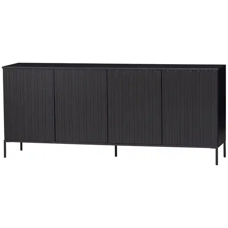 Tijdelijk Beschikbaar WOOOD New Gravure Dressoir - Grenen - Zwart - 85x200x44