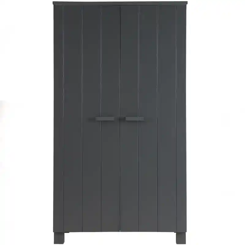 WOOOD Dennis Kast - Grenen Geborsteld - Staal Grijs - 111x202x55 Koop Vandaag
