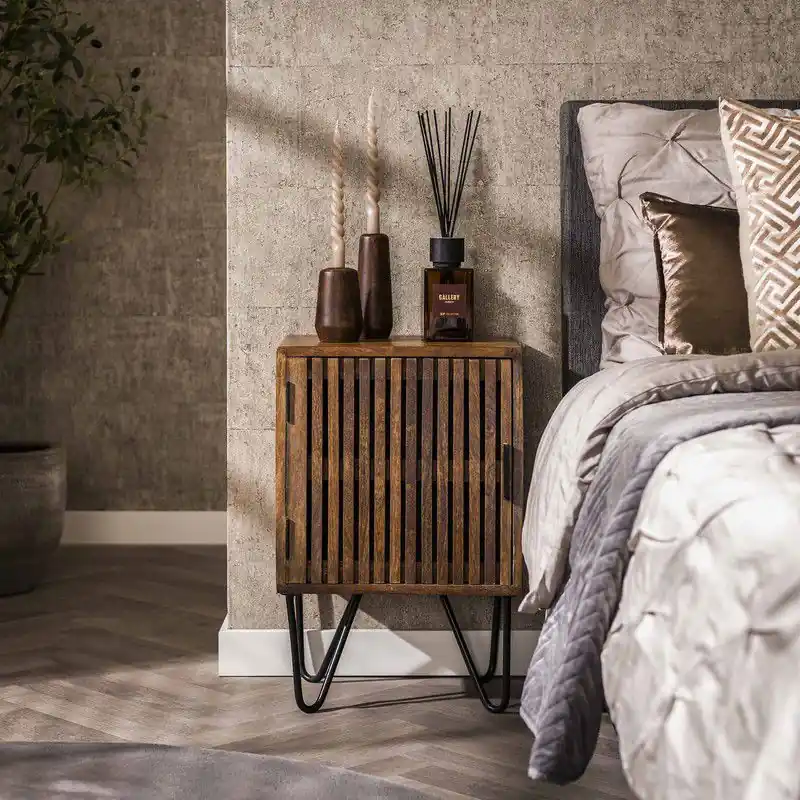 Hoyz Set van 2 Nachtkastjes Tweak - Massief Mangohout - Bruin - 40x30x60 Express Levering
