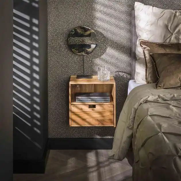 Betrouwbaar Hoyz Collection - Nachtkastje XS Hangend Flat - Massief Acacia Naturel - Set van 2