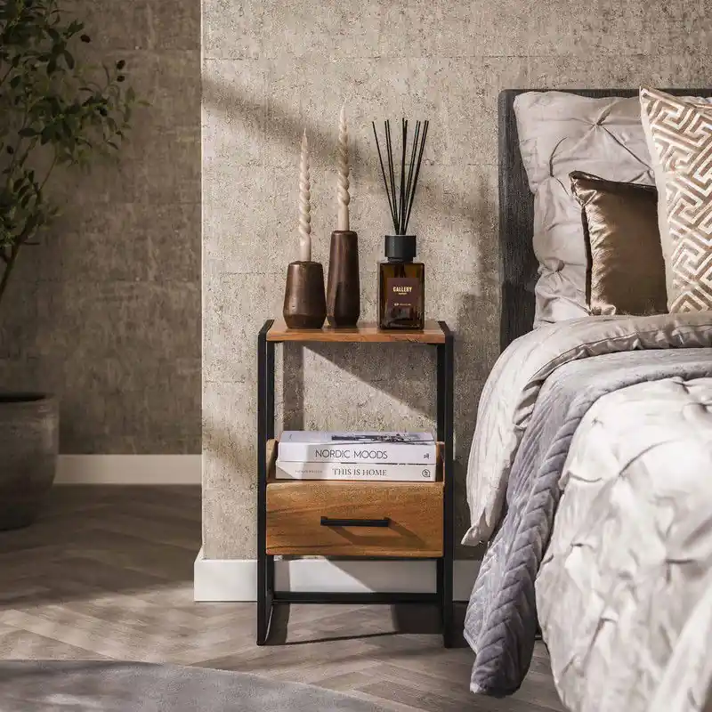 Direct Beschikbaar Hoyz - Nachtkastje Niche 1L XS - Massief Acacia Naturel
