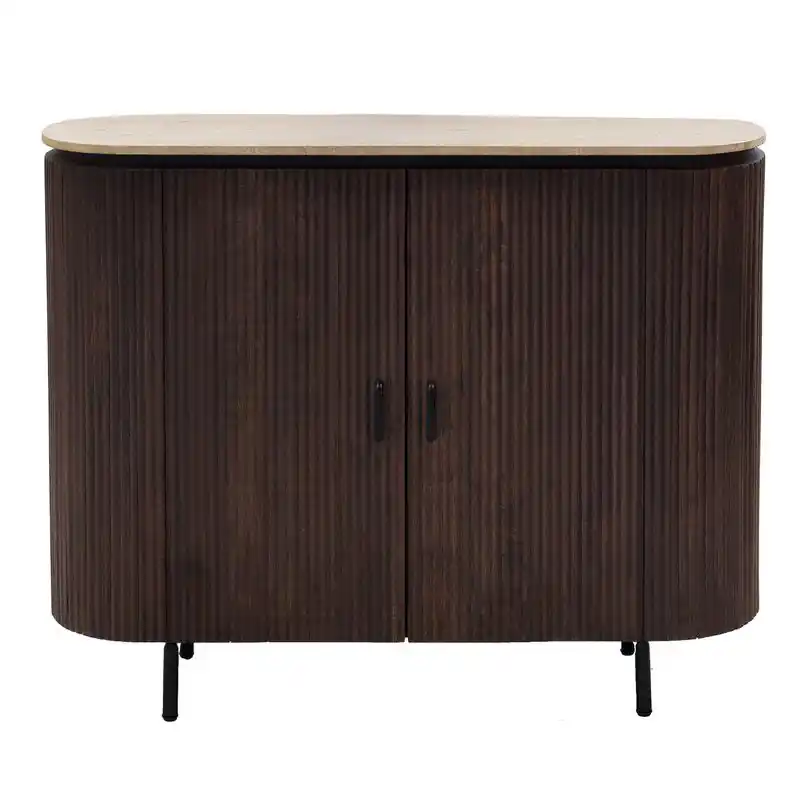 Dressoir 120cm - Bruin Mangohout/Travertin - Amber Koop Vandaag