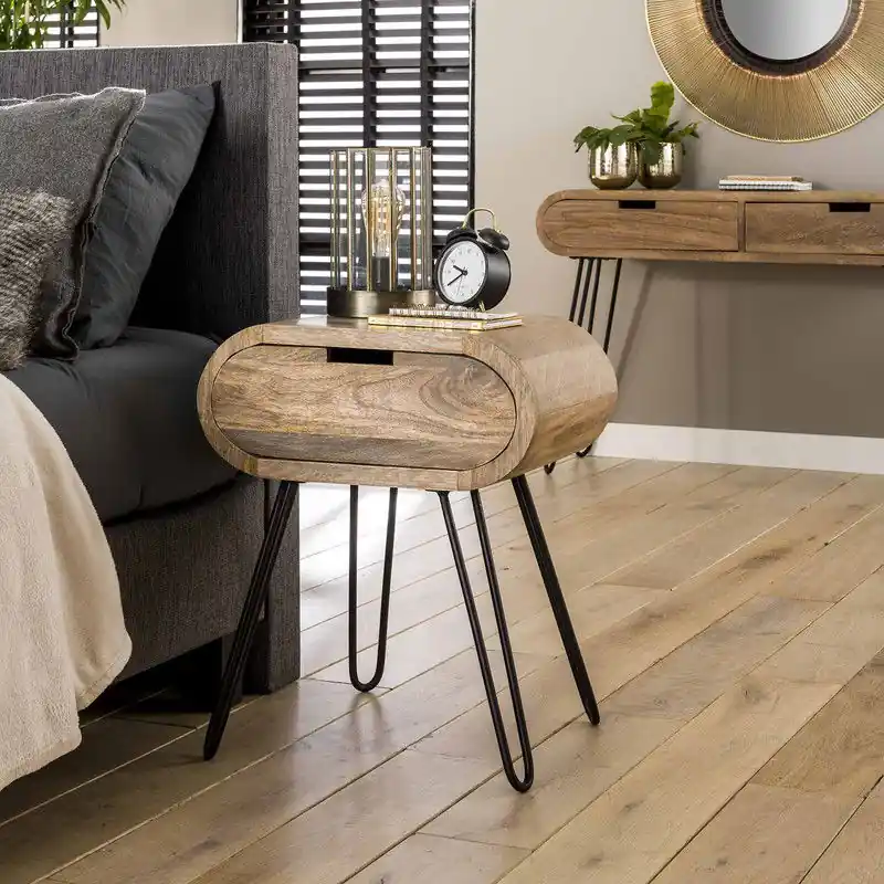 Hoyz - Nachtkastje Barrel met 1 lade - Bruin - 50x35x60 Meest Verkocht