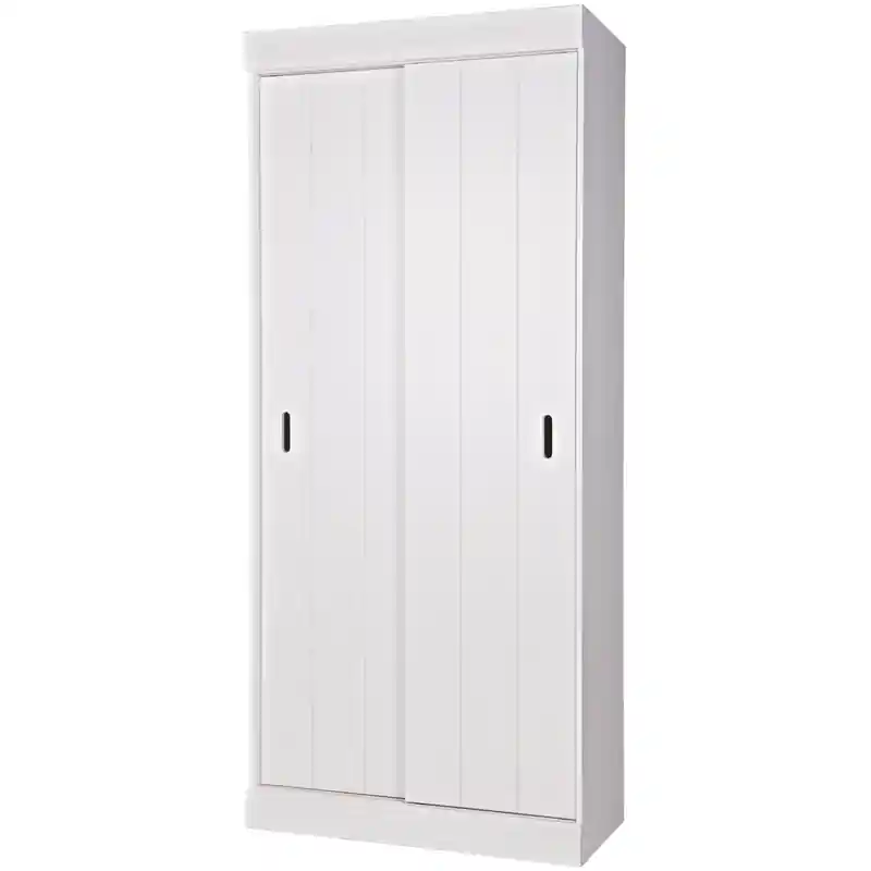 WOOOD Row Plankenkast Met Schuifdeuren - Grenen - Wit - 195x85x44 Tijdelijk Beschikbaar