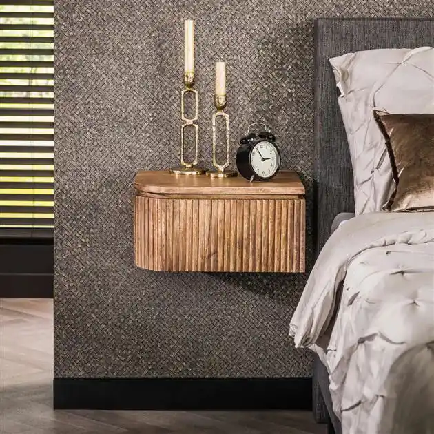Hoyz Collection - Nachtkastje Wave L+R Afgerond - Massief Mango Naturel - Set van 2 Trendy