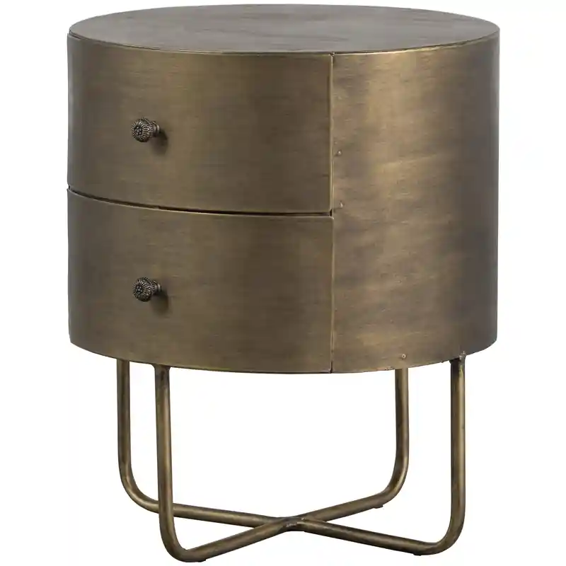 WOOOD Glossy Rond Kastje - Metaal - Antique Brass - 48x39x39 Alleen Vandaag
