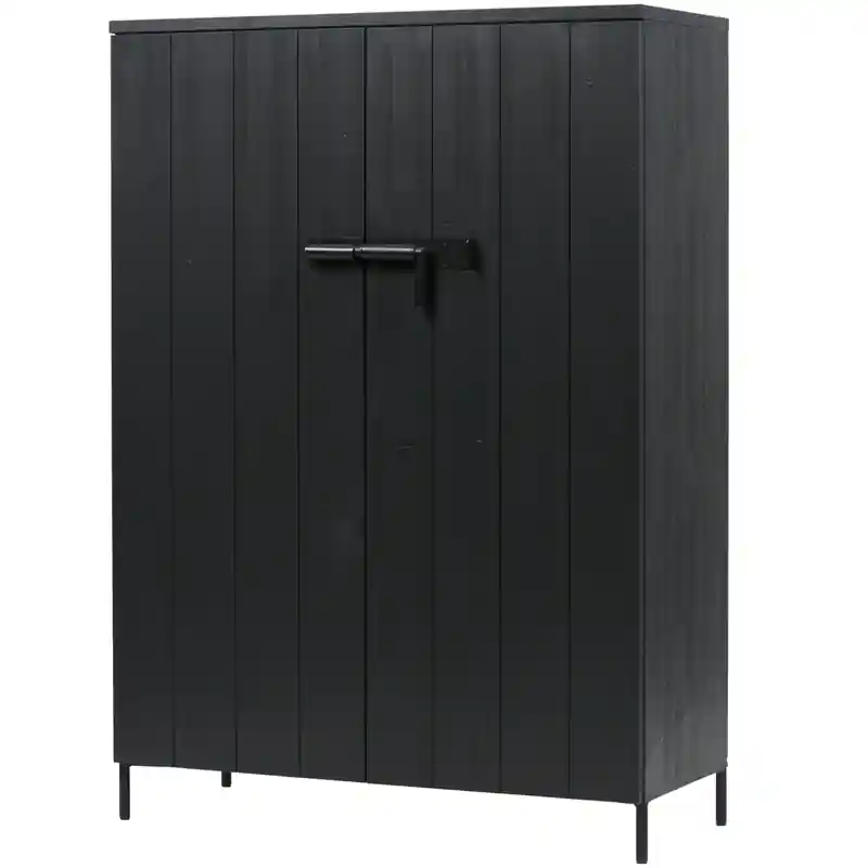 WOOOD Bruut Kast 2-Deurs - Geborsteld Grenen - Zwart - 140,5x100x41,5 Bestel Nu