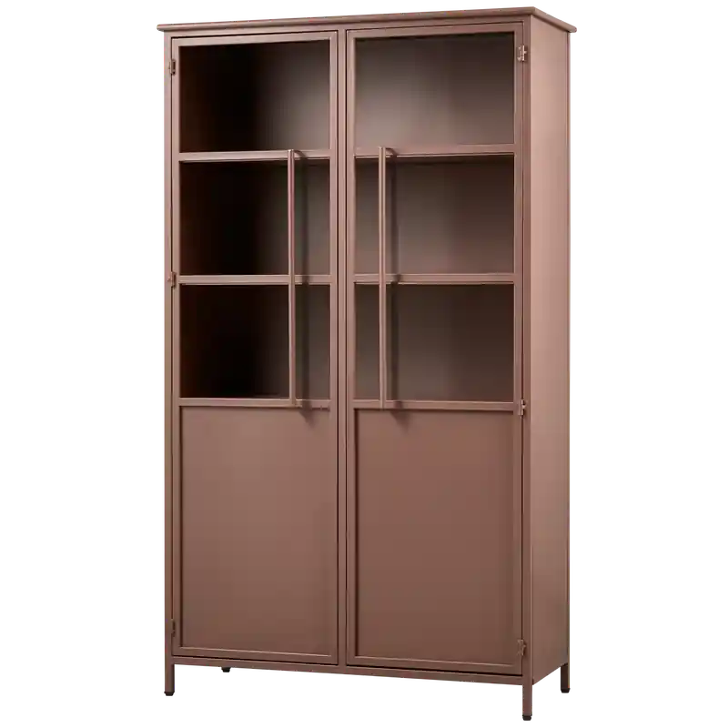 WOOOD Exhibit Vitrinekast - Metaal - Tan - 170x99x44 Garantie Inbegrepen
