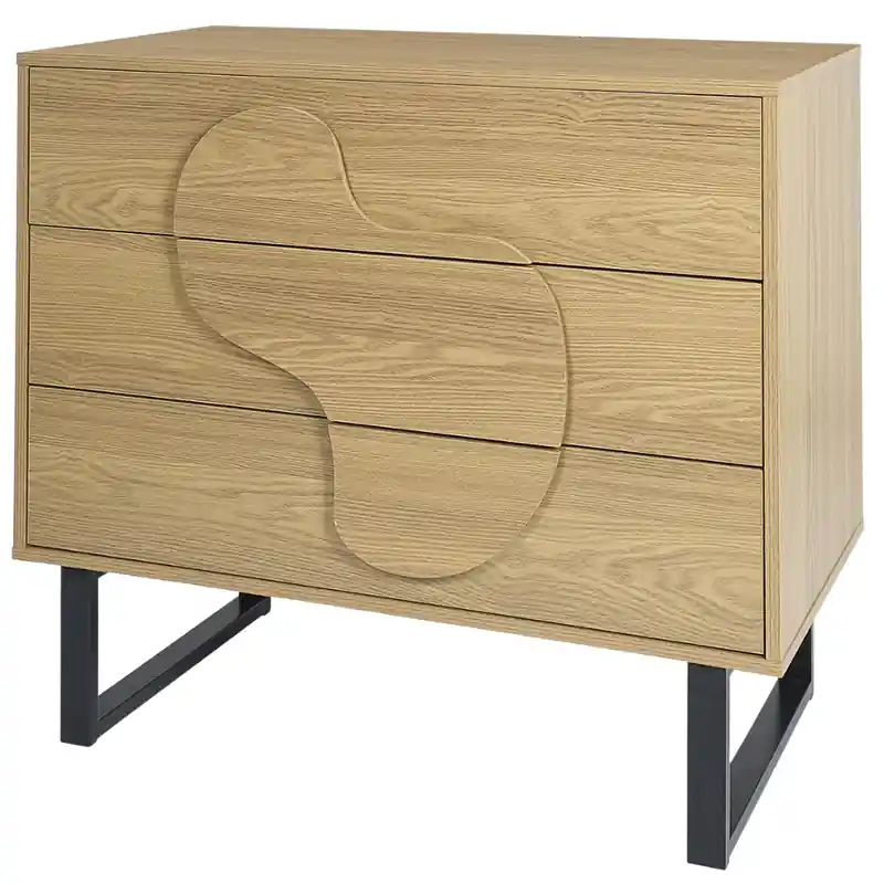 Exclusieve Aanbieding MISOU Calypso Ladekast - Commode - op Poten - met 3 Lades - Woonkamer - Opbergkast - Hout - Kast