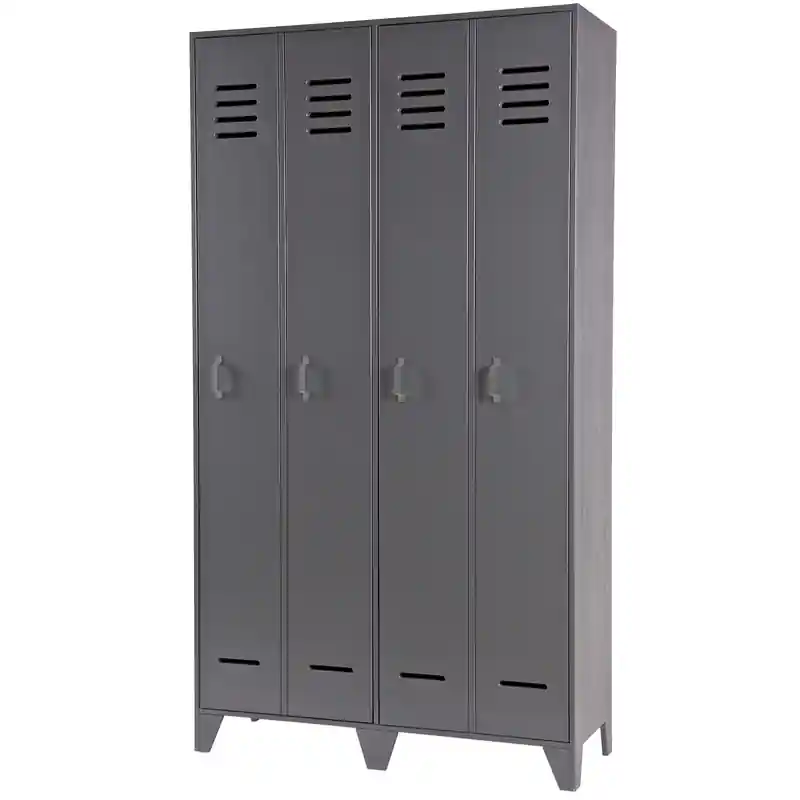 Tijdelijk Beschikbaar WOOOD Stijn Kledingkast 2-Deurs - Grenen - Staal Grijs - 103x187x40