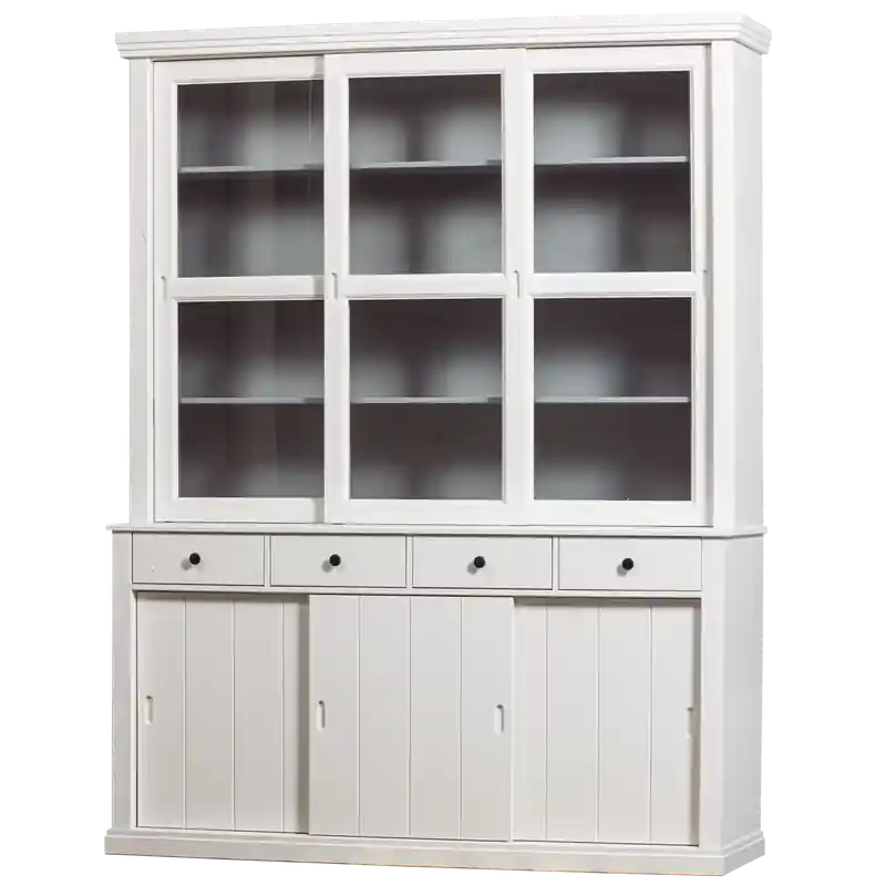 WOOOD Lagos Vitrinekast - Grenen - Wit - 214x166x48 Plaats Bestelling