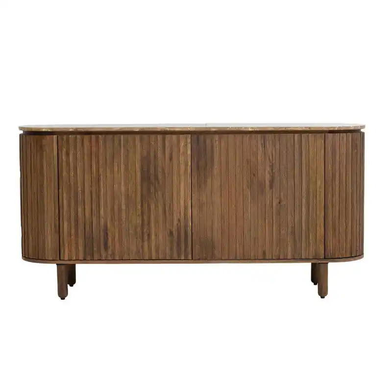 Populair Dressoir Bruin Mangohout Travertin - 175x40x85cm - Myra