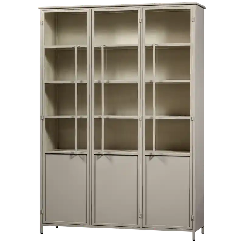 Professioneel WOOOD Exhibit 3-deurs Vitrinekast XL - Metaal - Zand - 200x140x44