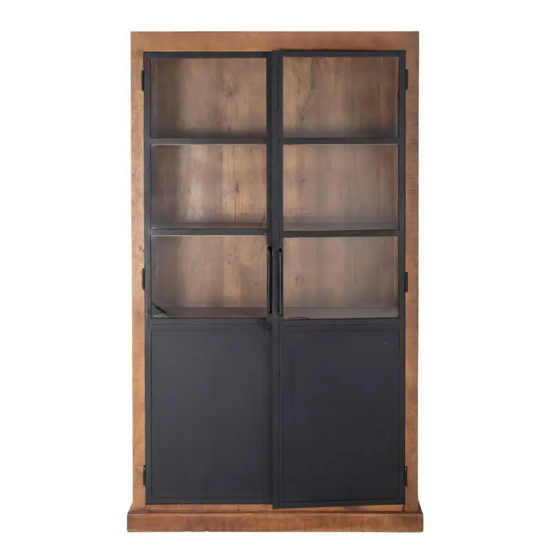 Speciale Aanbieding Vitrinekast Mangohout 2-deurs - 120x40x200cm - James - Giga Meubel