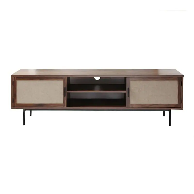 TV-meubel in walnootdecor met fronten van echt stof L140 cm - JETSON Origineel