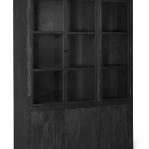 Nu Kopen Vitrinekast Zwart - 160x40x220cm - Hout - Kast Rense