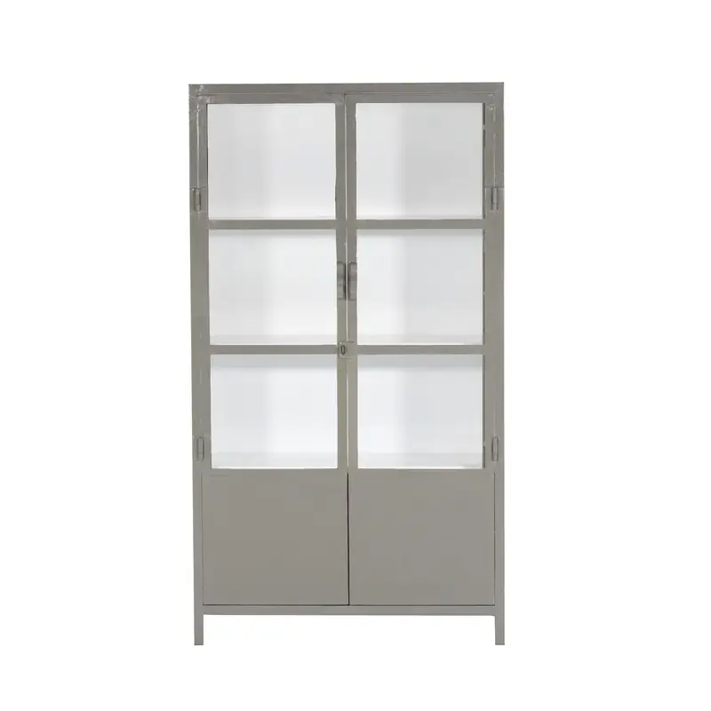 Vitrinekast Stone/Wit - Metaal - 100x43x180cm - Big - Giga Meubel Shop Nu