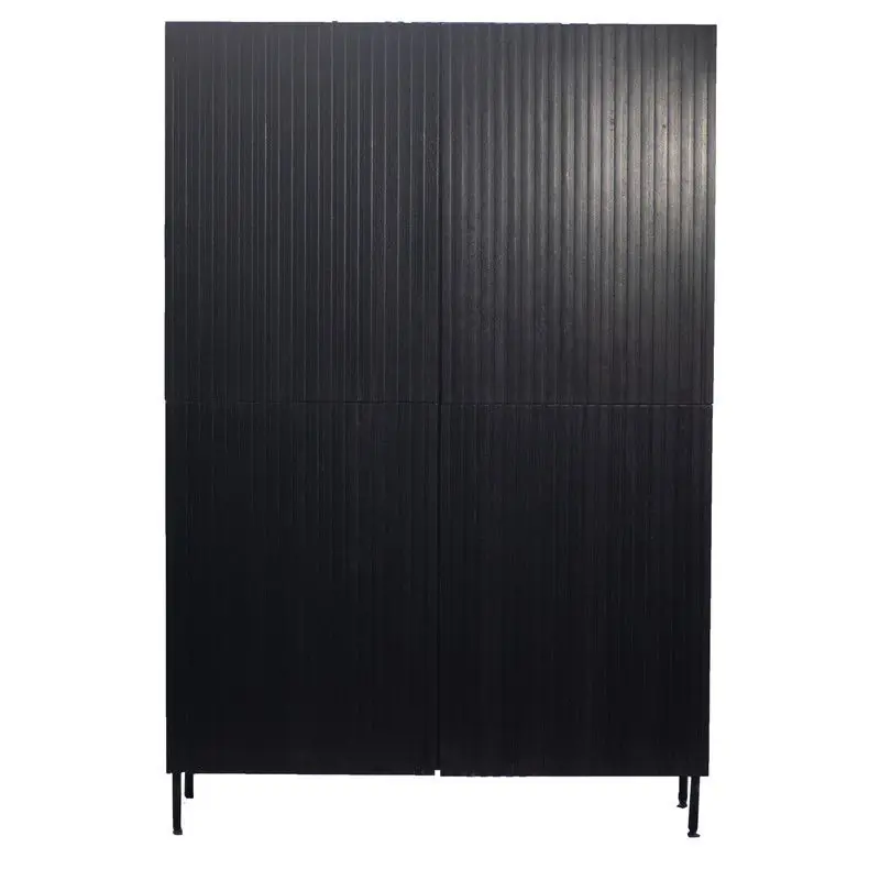 Wandkast Mangohout Zwart - 120x40x180cm - 4-Deurs - Kast Roman Seizoensaanbieding
