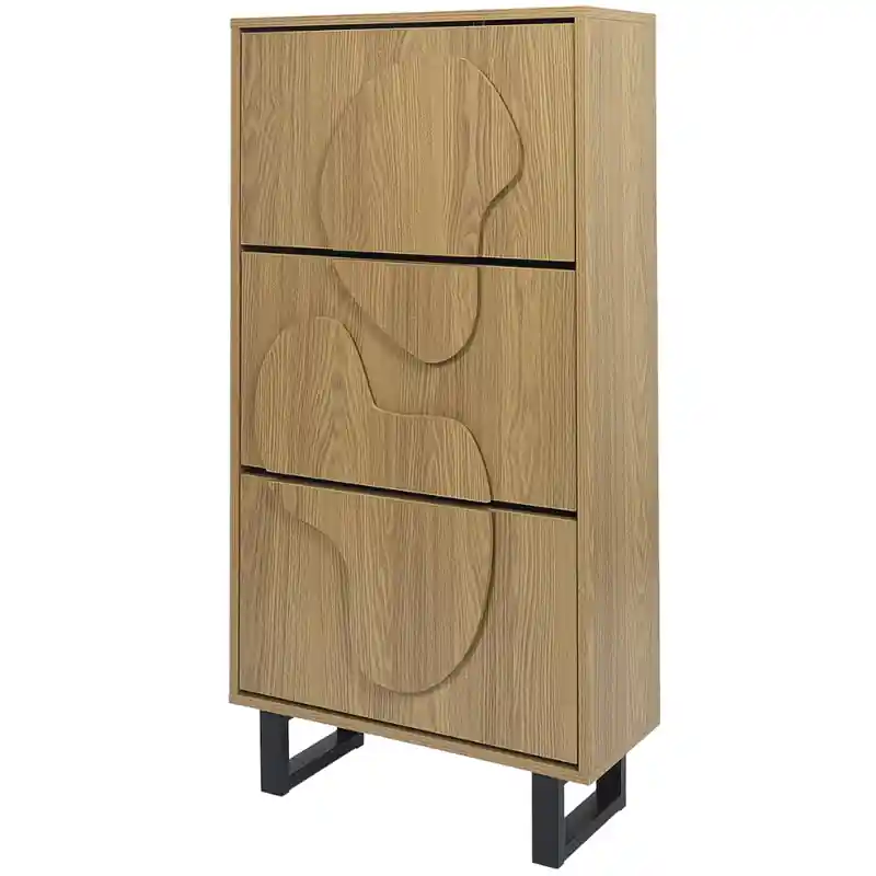 Gecertificeerd MISOU Calypso Schoenenkast - met 3 Lades - Schoenen - Opbersysteem - Hout - Schoenenrek - Hal - Organizer - 12 Paar