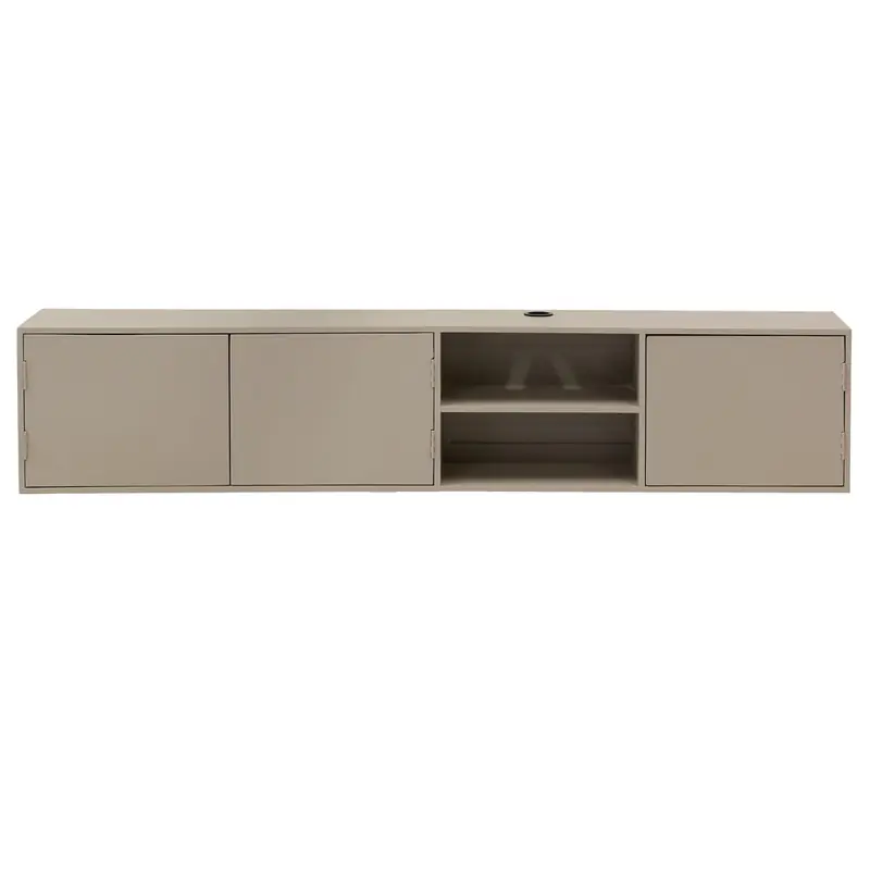 Tv-Meubel Taupe Mangohout - 3-Deurs - 200x30x40cm - Loiza Budget