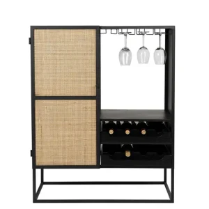 Housecraft Living Guuji Wijnkast/ Drankkast/ Barkast Laag Rotan/ Metaal Origineel