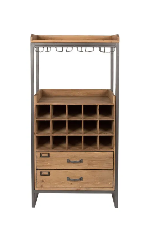 Plaats Bestelling Housecraft Living Edgar Wijnkast/ Drankkast/ Barkast Hout Bruin