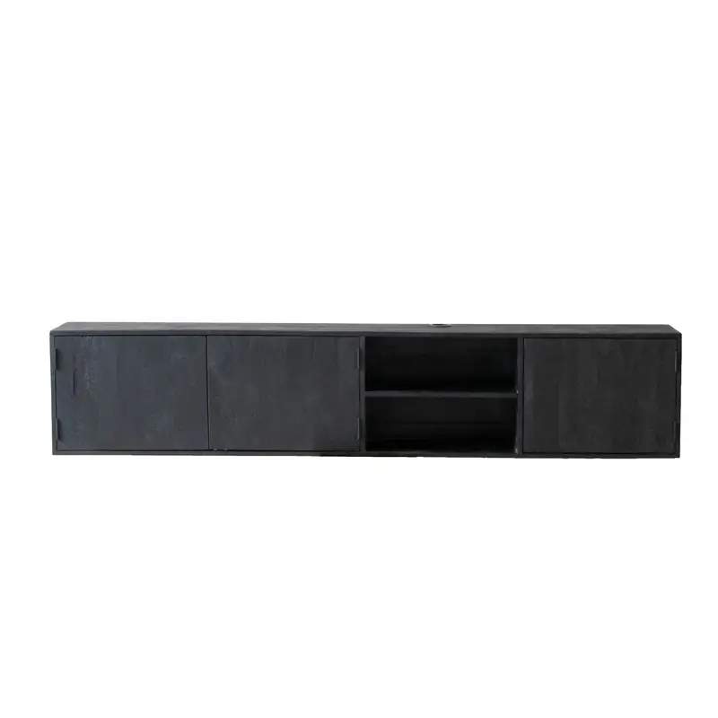 Korting Zwevend Tv-Meubel Zwart 200cm - 3-Deurs - Kast Zen