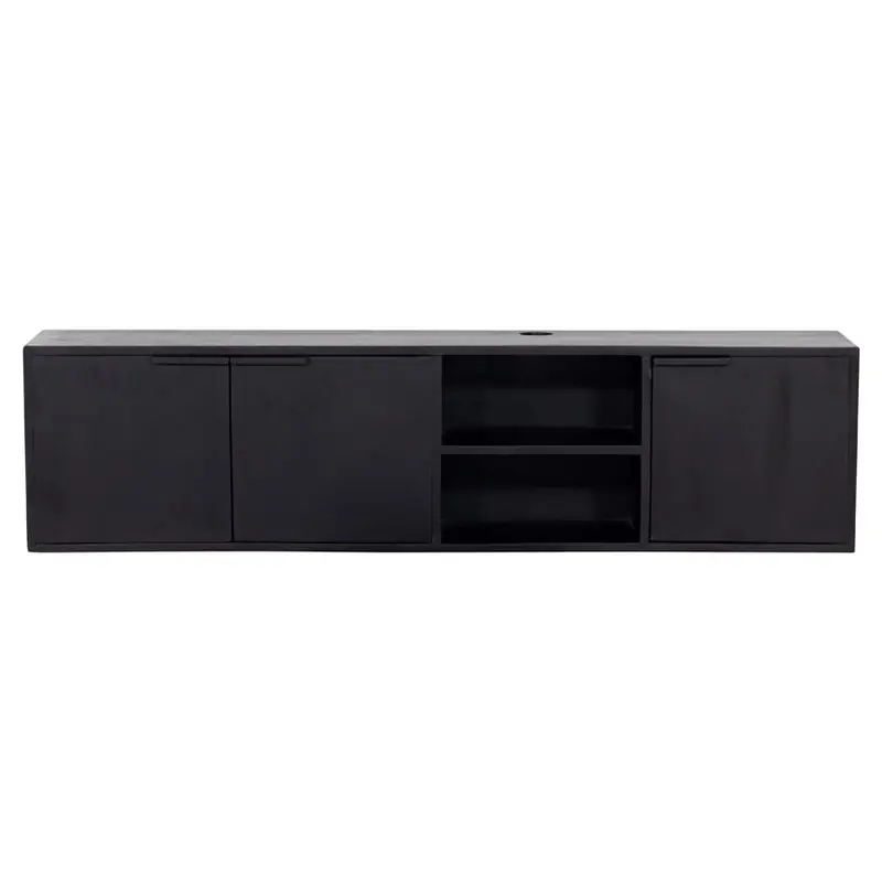 Korting Zwevend tv-meubel - Zwart Mangohout - 160x30x40cm - Zen - Giga Meubel