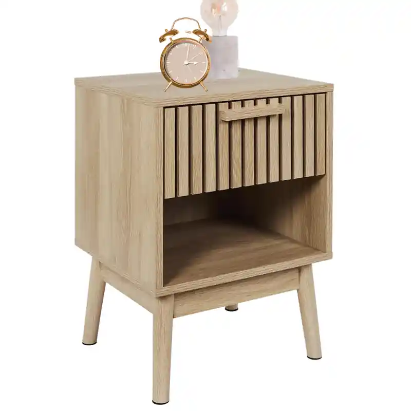 MISOU Klaus Nachtkastje - Met Lade - Wandkast - Hout - Bruin - Ladekastje - Slaapkamer - Dressoir - Hal - 40x35x55cm Premium