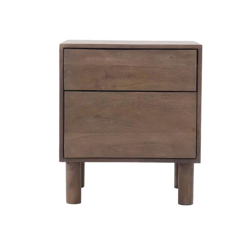 Dagaanbieding Nachtkastje Bruin Mangohout - 50x38x57cm - 2 Lades - Liana