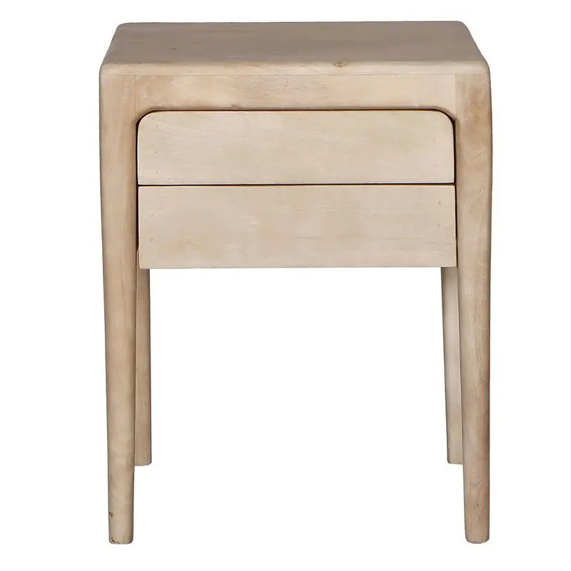 Professioneel Nachtkastje Naturel Mangohout - 2 Lades - 46x46x60cm - Berend