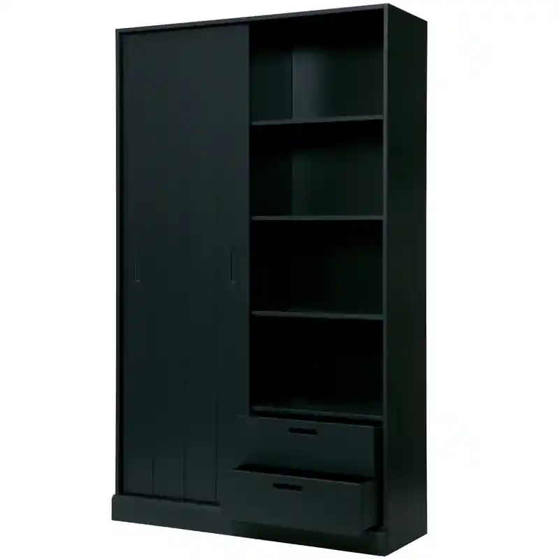 WOOOD Move schuifdeurkast - Grenen - Mat Zwart - 200x120x42 Rechtstreeks Van De Fabrikant