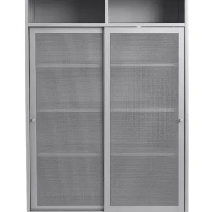 Wandkast Metaal Greige - Schuifdeuren - 90x40x140cm - Veep Korting