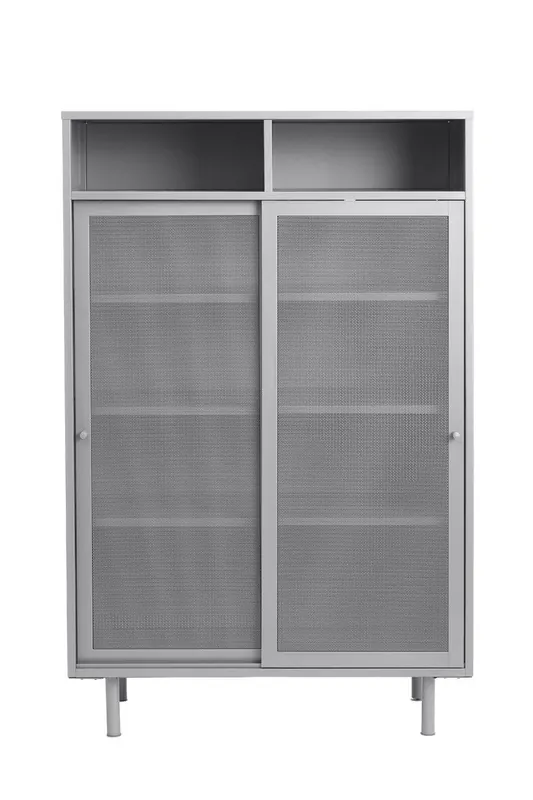 Wandkast Metaal Greige - Schuifdeuren - 90x40x140cm - Veep Korting