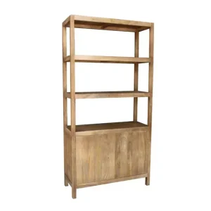 Wandkast Naturel - Mangohout - 100x40x200cm - Kast Louie Beperkte Voorraad