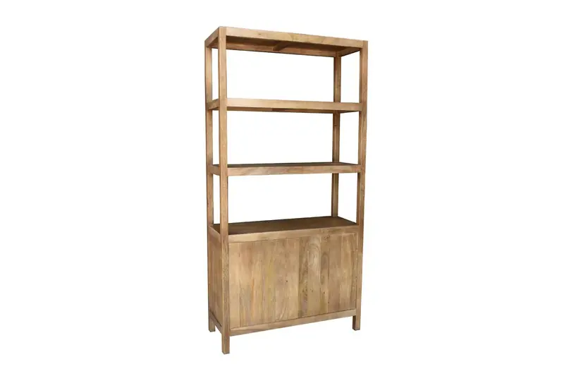 Wandkast Naturel - Mangohout - 100x40x200cm - Kast Louie Beperkte Voorraad