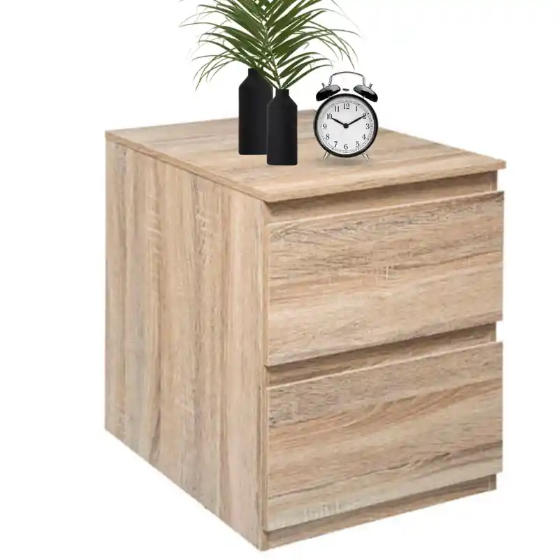 Snelle Levering MISOU Nachtkastje - Ladekastje - Slaapkamer - Modern - Bruin - 48x38x50cm - Hout - Eiken kleur