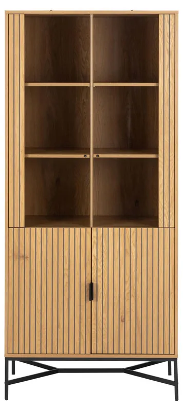 Hete Deal Vitrinekast Naturel Eikenlook - 80x40x180cm - Juna