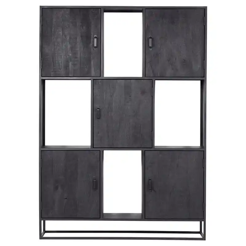 Betrouwbaar Wandkast 5-deurs - Zwart Mangohout - 150x40x210 - Jenny - Giga Meubel