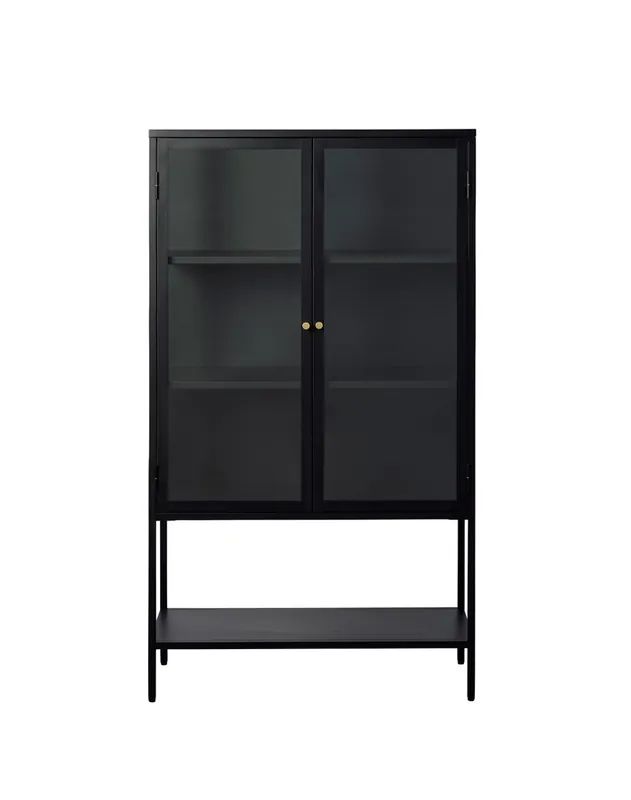 Vitrinekast Carmel Hoog Zwart Metaal 160cm - Giga Living Merkproduct